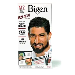 Bigen EZ Color for Men M2 Real Black Permanent Hair & Beard Dye with Excellent Gray Coverage No Stains on Skin 2.82 oz