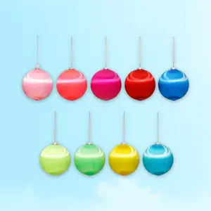 9ct 90mm Christmas Thread Wrapped Ornament Set Yellow/Pink/Green/Blue/Red - Wonrshop ™