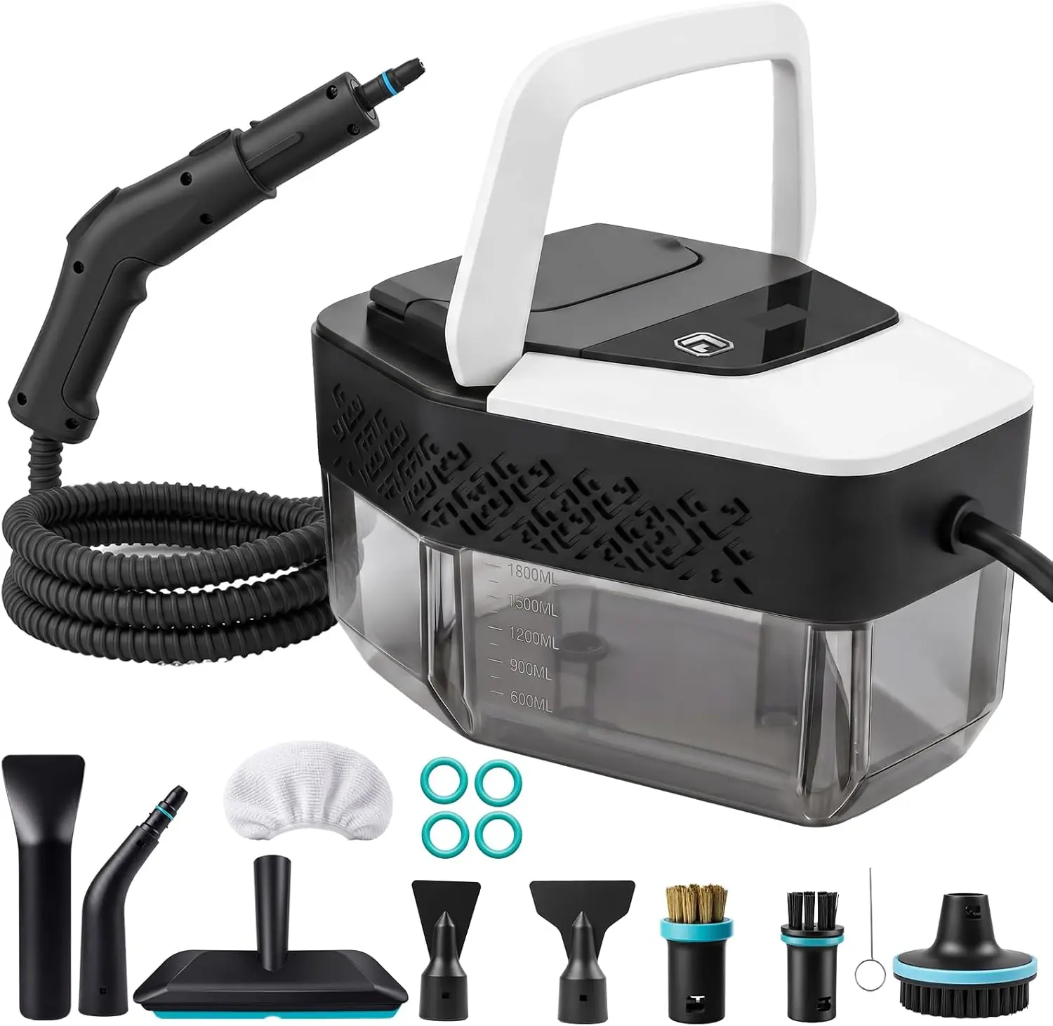 5ive 15s Heat-Up 3-Level Adjustable Handheld Steam Cleaner, 1500W Pressurized Steam Cleaner for Home, Car Detailing, Grout Cleaner & Multi Surface Steam Cleaner (white)