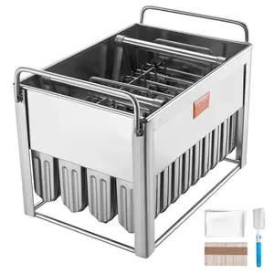 VEVOR Commercial Popsicle Moulds,  40PCS Round-Head Ice Pop Moulds with Double Slot, Stainless Steel Ice Lolly Popsicle Moulds, Ice Cream Maker Mould Holder with 50PCS Popsicle Sticks & Bags