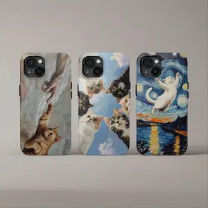 Van Gogh Cat Phone Case, Funny Aesthetic Kitten Cover, Artistic Kawaii Gift, Tough iPhone 17,16,15 & more