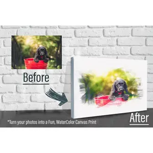 Pet Photo turned to Water Color Canvas Print