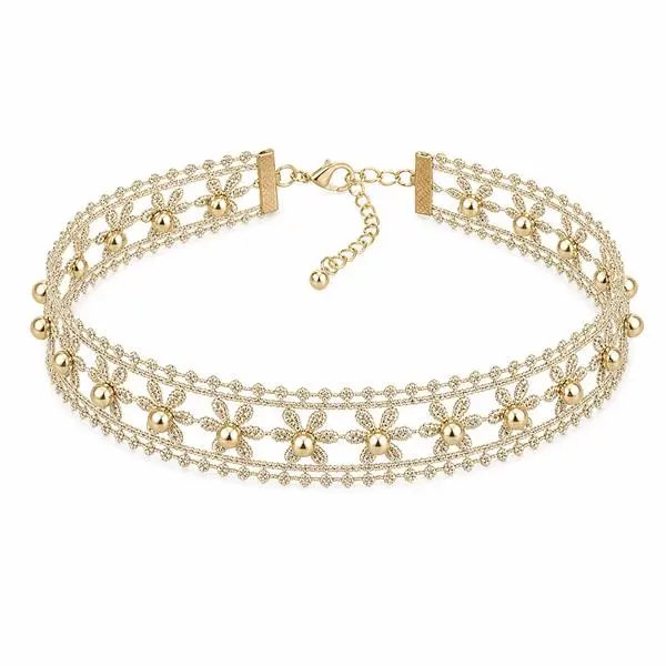 Women’s Pearl Gold Choker Necklace, Elegant Old Money Style Lace Choker, Vintage Dainty Jewelry Gift for Her