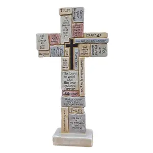 Cross Prayer Halloween Tombstone Memorial Home Interior Scene Garden Decoration Resin Crafts 15x4.5x31cm Lightweight Room Ornaments Gift Religious Decorative