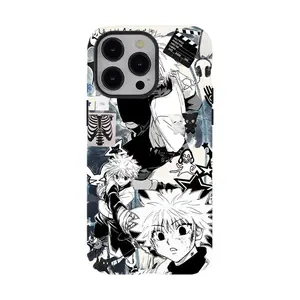 Monochrome Killua Zoldyck Collage Phone Case, Anime Aesthetic Fan Merch, Tough Shockproof Protective Cover, Gift for Men Women, Compatible with iPhone 11-17 Pro Max/Plus and Samsung Galaxy S23-25