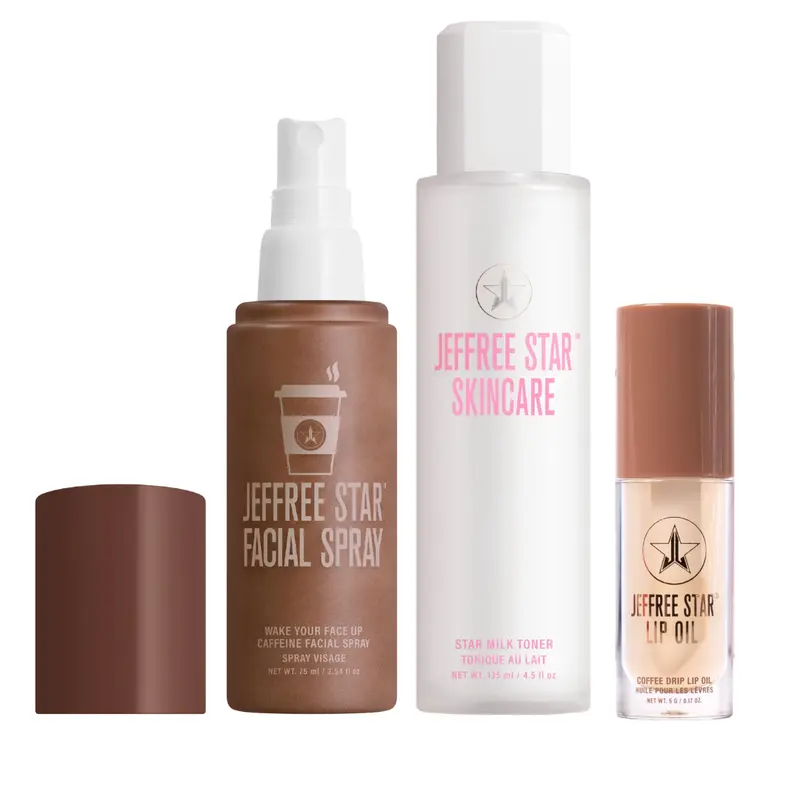 Coffee & Star Milk Skincare 3 pc Bundle - Star Milk Toner, Wake Your Ass Up Caffeine Face Mist + Coffee Drip Lip Oil