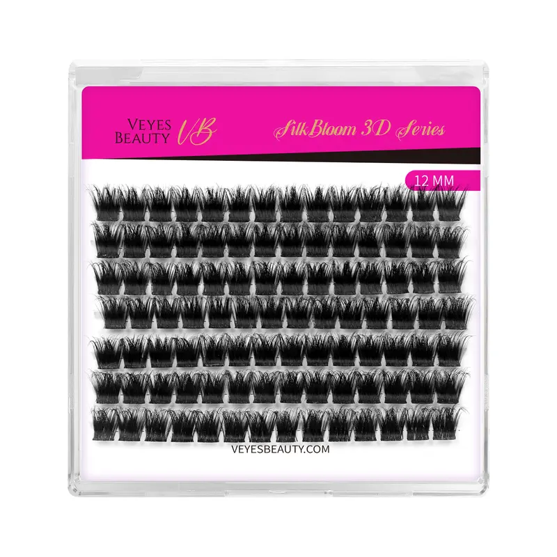 VEYESBEAUTY VB-Xtreme Single Length Cluster Eyelash Extensions Invisible Band 3D Fluffy Wispy Lightweight Soft Weightless Volume Lashes for Eye Makeup