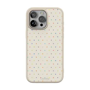 Casely iPhone 15 Pro Case | On the Dot | Rainbow Polka Dot | Align Soft-Touch Flexible Bumper Case | Compatible with MagSafe
