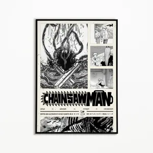 Chainsaw Man Poster,  Retro Manga Denji for Wall Decor, Gift for Anime Fan, Aki Power Makima, No Frame, Free Shipping