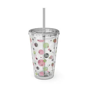 Soror Dots Tumbler: Colorful Travel Cup, BPA-Free, Perfect for Summer Drinks, Gift for Friends, Eco-Friendly, Party Favor
