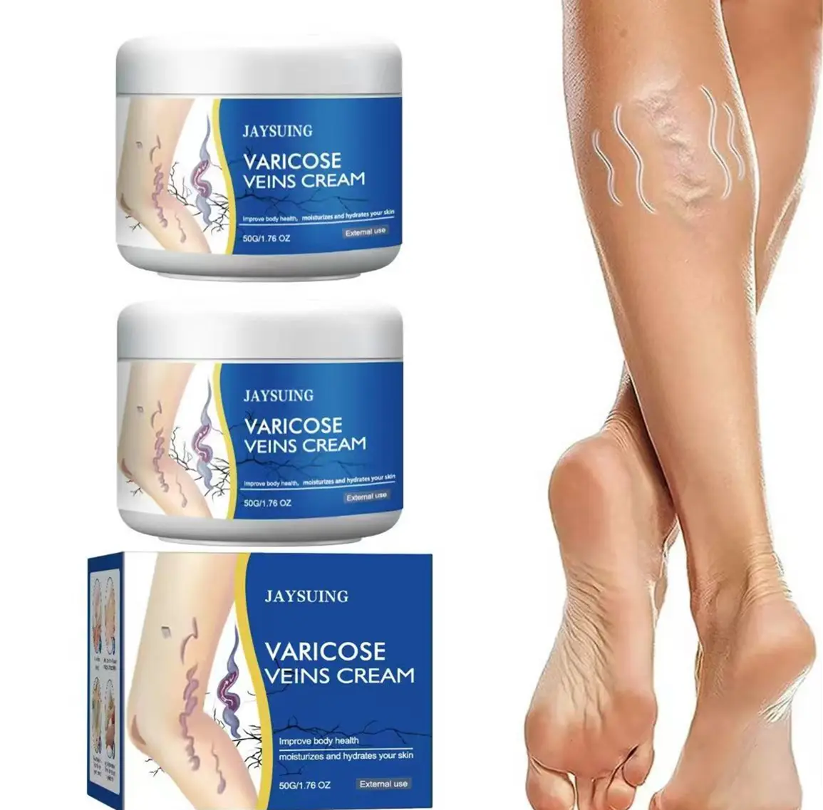 2Pcs Exercise Repair Relieve Veins Leg Repairing Cream Mild Leg Massage Soothing Body Care Leg Relief External Use