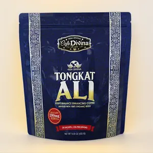 Vida Divina Powdered Supplement for Coffee Tongkat Ali 210mg Infused with 100% Organic Resin 20 Sachets