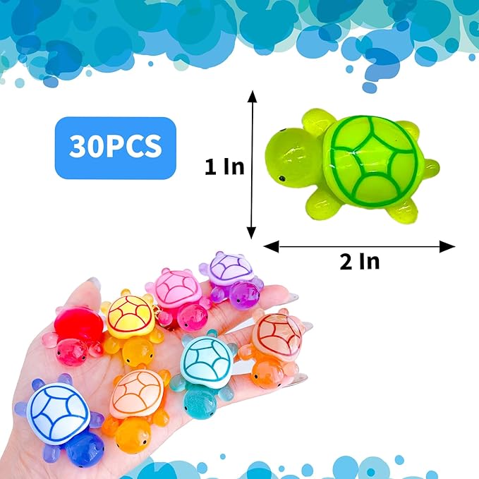 30PCS Luminous Mini Resin Turtles, Resin Animals, Mini Turtles, Marine Craft Decoration, Suitable for Decoration of Gardens, Parties, Miniature Landscapes (Random colors)