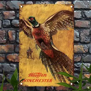 Vintage Western Aluminum Sign – Winchester Pheasant Hunting Retro Poster