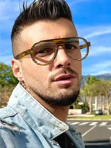 Men's Aviator Sunglasses, Casual Fashion Eyewear, Anti-Blue Light PC Frame, All Season Use, Ideal for Students & Daily Wear