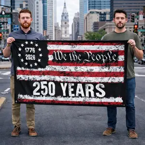 250 Anniversary USA Flag Ft Double Sided, 1776-2026 Patriotic Commemorative Flag, We The People 250 Years Outdoor Decor (Pole, Hooks, Or Fasteners Are Not Included)