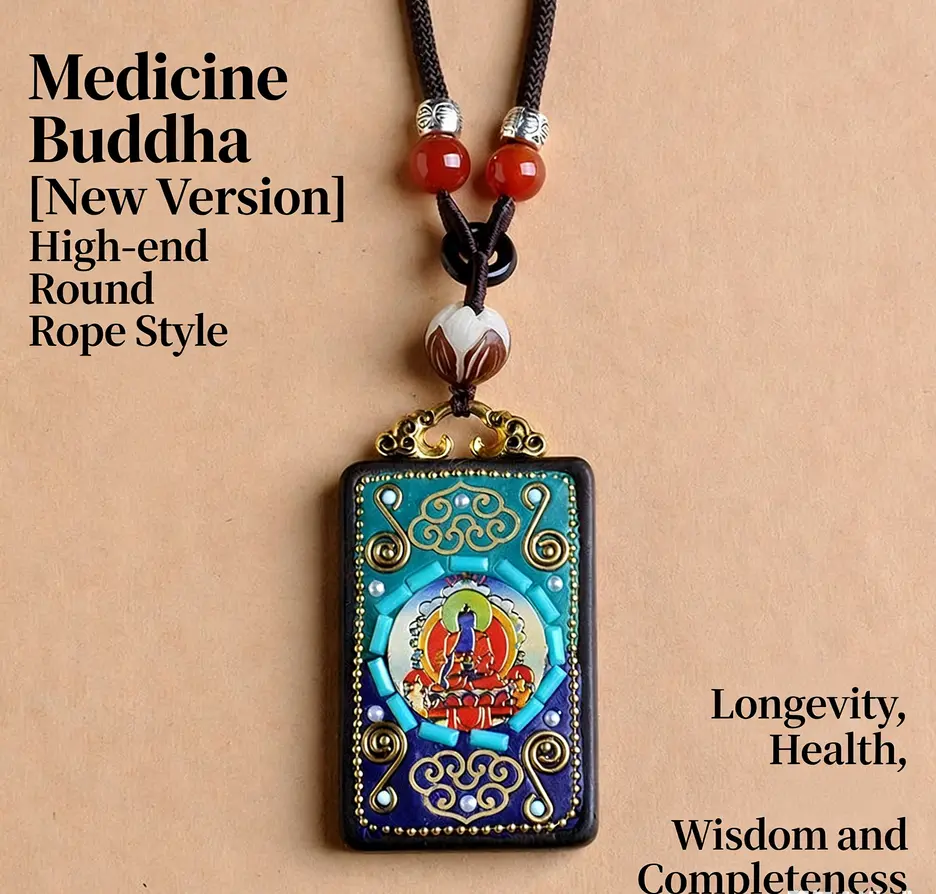 Handmade Buddha charm necklace，Medicine Buddha Pendant