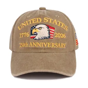 250th Anniversary Celebration 1776-2026 Flag CowboyHat, Holiday Party Embroidered Vintage Hat, EverydayCasual Hat, Patriot, Father, Child Husband Friend