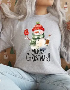 Tito Crewneck Snowman Cocktail Sweatshirt, TITO'S Handmade Vodka Sweatshirt,  Vodka Alcohol Sweatshirt, Tito's Fan Gift, Christmas Holiday Sweatshirt, Pullover Polyester Polyester