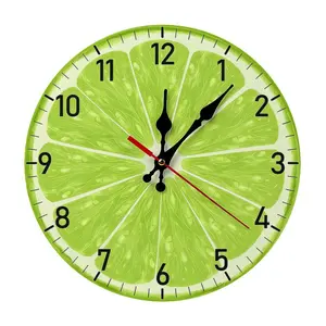 12 Inch Fresh Lime Slice Wooden Wall Clock | Silent Non-Ticking Fruit Kitchen Decor, No Battery Included, Perfect for Kitchen, Dining Room, Bedroom, Sunroom, Great gift