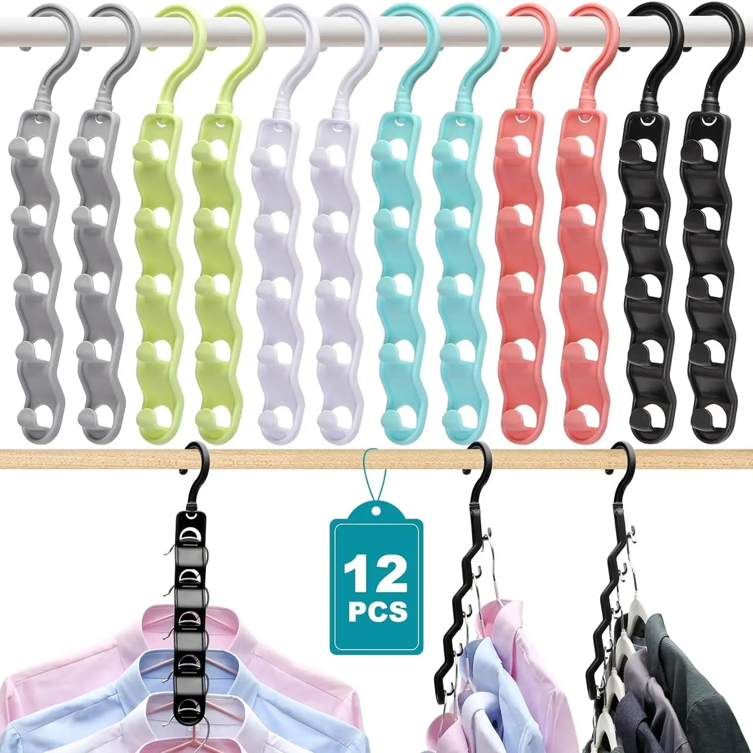 University Dorm Essentials, Closet Organizer & Storage Rack, Upgraded Clothes Hanger, 360° Rotating Hook, Space-Saving Home Must-Have