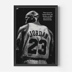 Michael Jordan Art Print Black & White Basketball Legend, Motivational Quote Gift Wall Art Poster Unframed HD Print Home Office Decor Unique Trendy Gift