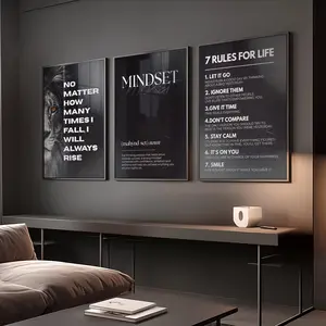 [Sale off up to 50%] [No frame, Free Ship] Set of 3 Mixed Motivational Wall Definition Art Prints for Men – Masculine Gym Decor, Office Prints,Black Poster Prints,Inspirational Poster