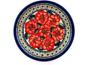 Polish Pottery Plate 7" Peach Poppies
