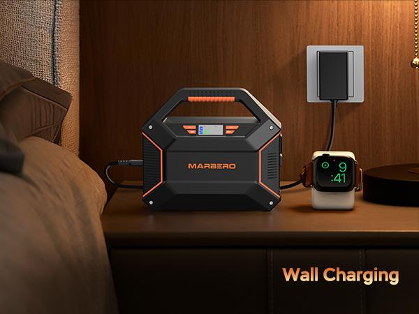 MARBERO 155Wh Portable Power Station 9 Output Ports with 2 x 100W  AC Outlets(150W Surge) Built-in Flashlight for Home Camping Essentials Hurricane Emergency