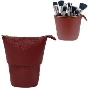 Chic Standup Makeup Brush Holder Convertible Travel Makeup Bag Brush Pouch For Easy Access Cosmetic Case Organizer Portable Waterproof 2-in-1 Design Spill-Resistant Easy to Clean Compact Lightweight Stylish Functional