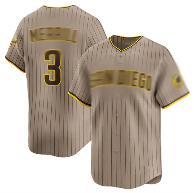 Men's #3 Limited All Jersey Baseball Jersey Brown