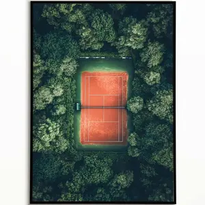 Vintage Tennis Court Poster: Aerial View, Fine Art Print I
