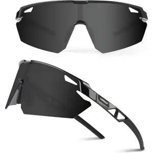 Ukoly Polarized Sports Sunglasses for Men Women,Sun Glasses for Running Cycling Baseball Fishing Golf UV400 Protection LED Light Blocking Stickers angular