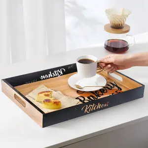 Vintage Wooden Tray for Kitchen and Home, Rustic Serving Platter for Baking and Café Coffee Display, Stylish Decorative Tray for All Occasions