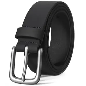 VATAN Mens Leather Jeans Belt Handmade Hardness Cow Leather Fashion Classic Designs for Daily Wear Work Business Dress & Casual in Gift Box Fashionable Metal Buckle