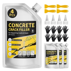 Pack of 4 Self Leveling Concrete Crack Filler, Cement Crack Filler,  & High Elasticity, Concrete Slab Repair for Driveway, Patio, Garage Floor, Sidewalk, Pool Deck (20 oz)