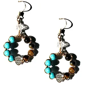 Crystal Hoop Earrings rose quartz, amethyst, tigers eye, jade, citrine hypoallergenic crystal silver gold Earrings