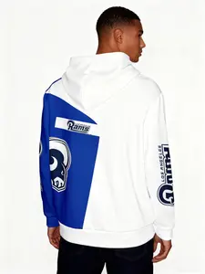 Los Angeles Rams Men's Hooded Sweatshirt, Nfl Football Fan Sports Shirt, Blue Colorblock Design, Breathable Fabric, Best Gift
