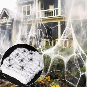 Decoration Spider Cotton Web & Silk - Spooky Spider Webbing for  Decorations and Party Supplies halloween decor Sound-Activated