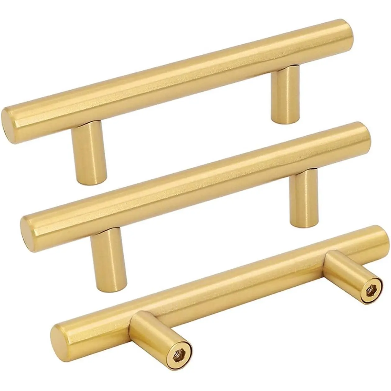 10 Pack Gold Cabinet Handles Brushed Brass Drawer Pulls Gold Cabinet Pulls 3 inch - Kitchen Door Handles and Knobs Bathroom Bedroom Furniture Knobs Stainless Steel