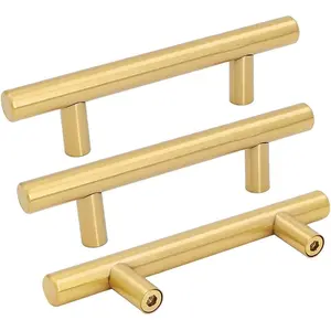 10 Pack Gold Cabinet Handles Brushed Brass Drawer Pulls Gold Cabinet Pulls 3 inch - Kitchen Door Handles and Knobs Bathroom Bedroom Furniture Knobs Stainless Steel