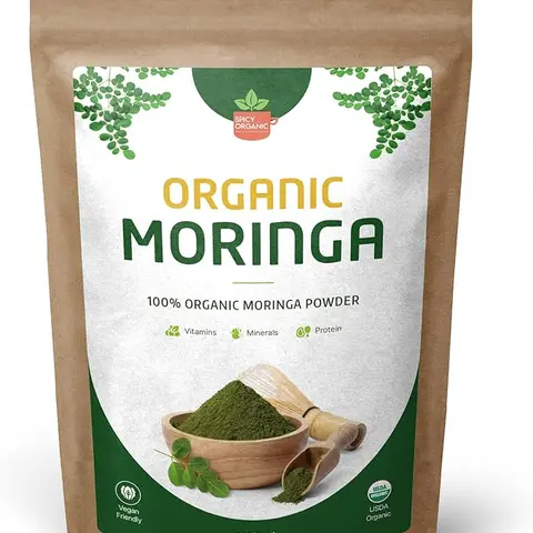 Green Moringa Superfood Powder 16 oz. - 100% Pure Moringa Oleifera Leaf Powder for Tea and Hair, Nutrient-Rich Energy Booster - Certified USDA Organic, Non-GMO, and Raw from India Beverage Drinks Natural Mixed