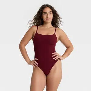 Women's Luxury Collection Luxe Stretch Lightly Lined Cami Bodysuit - Auden Berry Red XS