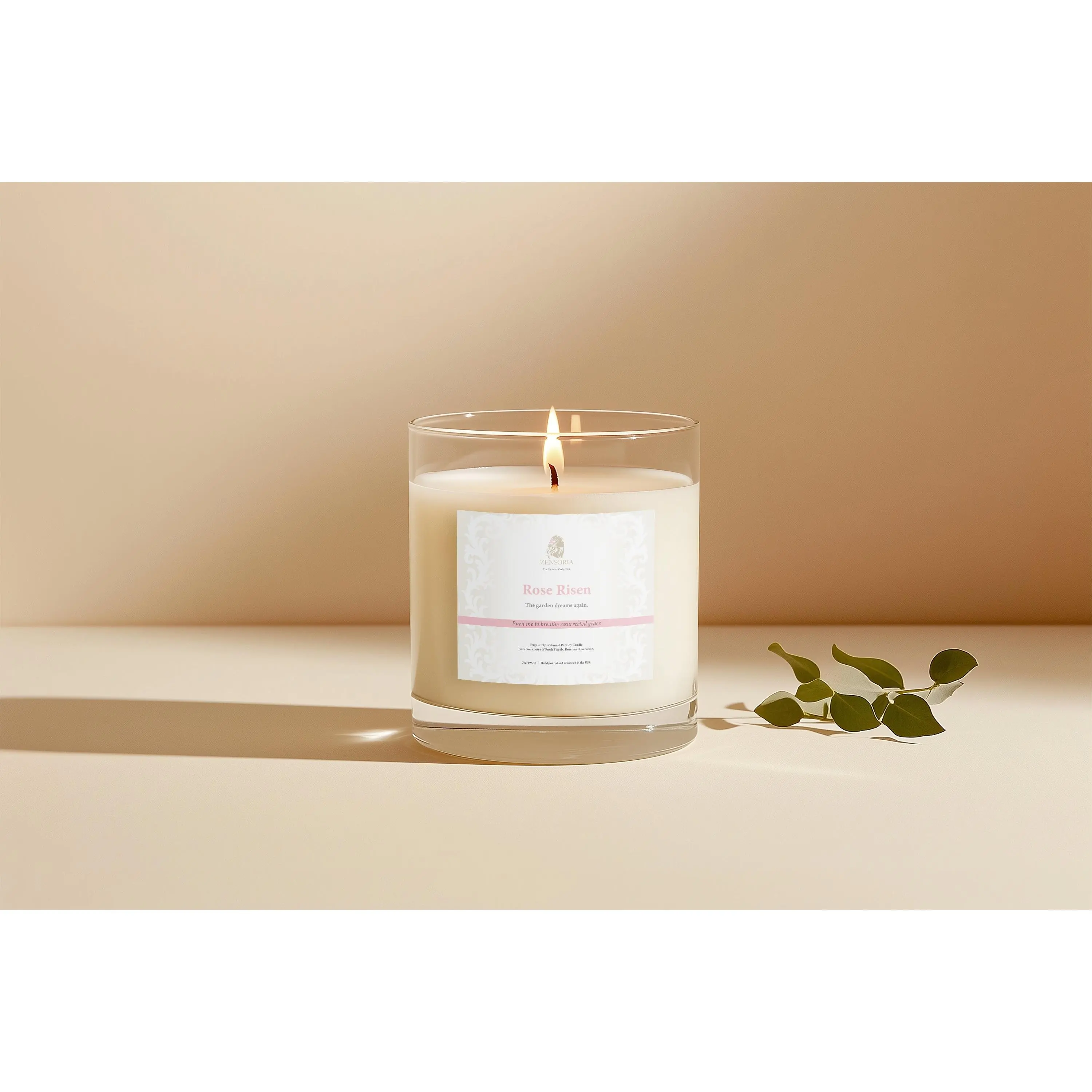 Rose Risen 7oz Hand Poured Luxury Candle with Exquisite Floral Notes Parasoy Wax Candle - The Genesis Collection