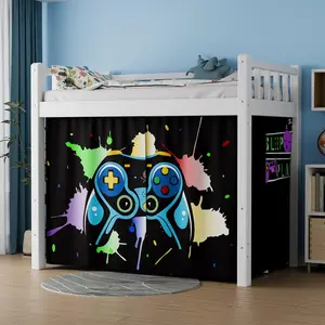 Bunk Bed Curtains - Loft Bed Curtains Privacy Bottom Bunk Bed Customization Blockout Breathable Bunk Bed for Teens Children Students (Game Machine Pattern, 2 Pacs Twin)