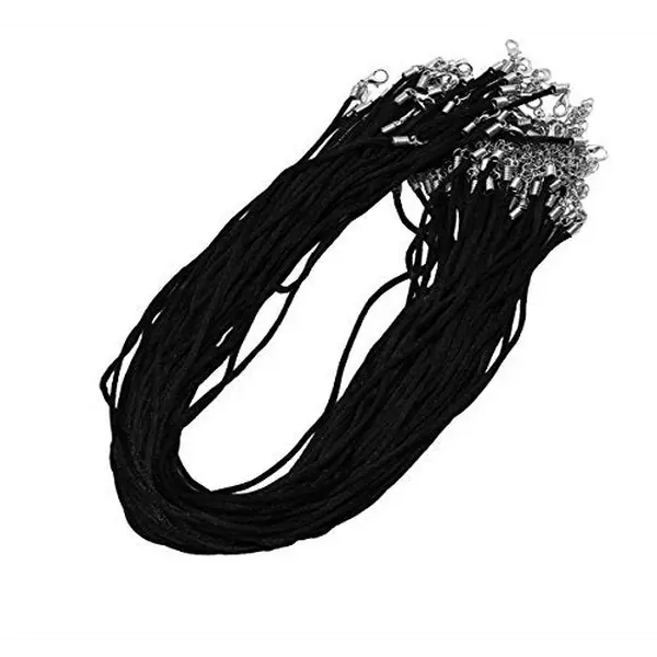 Mandala Crafts Satin Cord Necklace Cord with Clasp Bulk 100 PCs - Necklace String for Jewelry Making Supplies 18 Inches Black Rope Necklace Cords for Pendants Bracelet