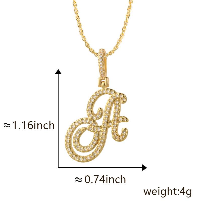 Zirconia Initial Letters A-Z Necklace with Nice CZ Cursive Letter Pendant Necklace for Women and Men