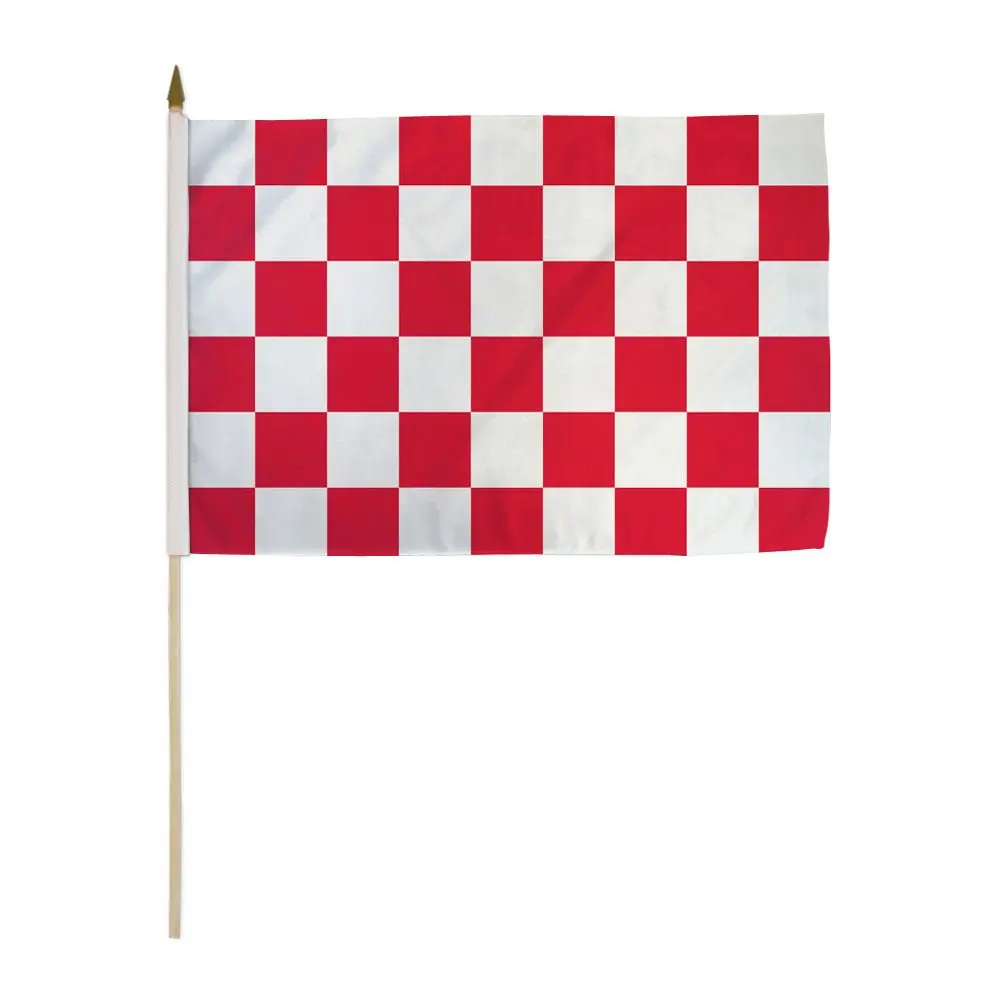 12x18 in Individually Sewn Synthetic Plaid Checkered Polyester Flag with Plastic-Wooden Stick, Bright Colors Decorative Festive Banner, Home Supplies for National Pride Displays