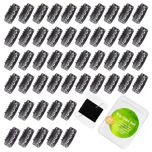 50 count 32mm 6- U-Shape Wig Clips for Clip-in Hair Extensions, with DIY  and Thread Kit  Snap Hair Clips for Hair Extensions Clip-ins (Black)