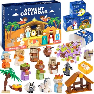 Nativity Advent Calendar 2025 Kids 24 Days Building Blocks Kits Christmas Gifts Countdown Calendar Set Stocking Stuffer Building Toys for Boys Girls Teens & Adults Ages 6+
